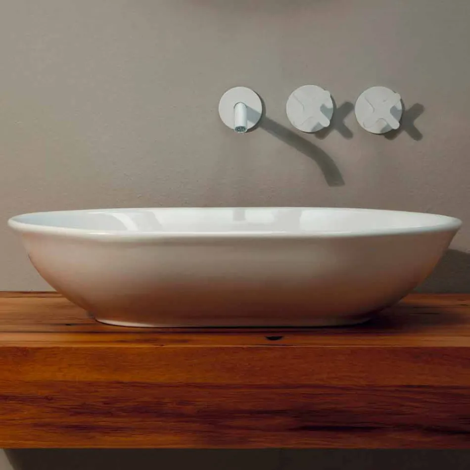 Modern design ceramic washbasin countertop made in Italy Viadurini