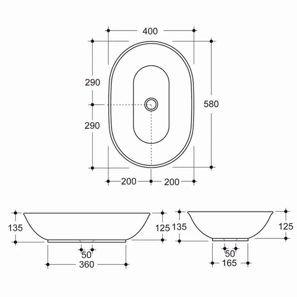 Modern design ceramic washbasin countertop made in Italy Viadurini