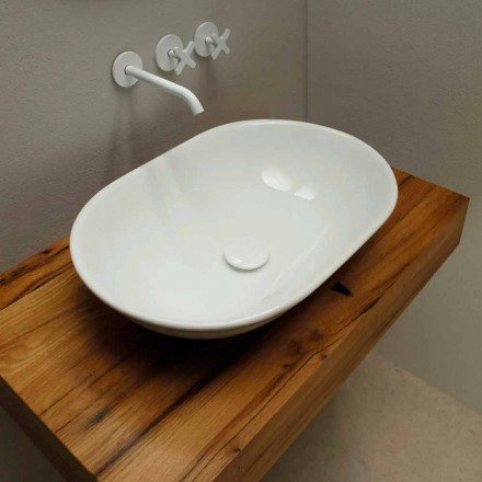 Modern design ceramic washbasin countertop made in Italy Viadurini