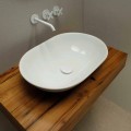 Modern design oval ceramic countertop basin Nelly, made in Italy