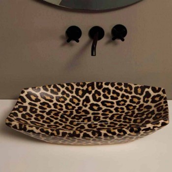Cheetah ceramic countertop washbasin made in Italy by Laura