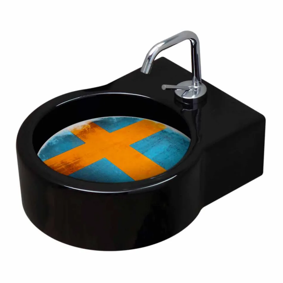 Free-standing black ceramic washbasin / suspension made in Italy Tor Viadurini