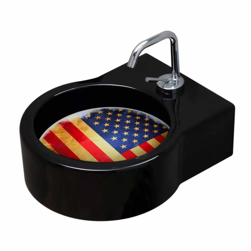 Free-standing black ceramic washbasin / suspension made in Italy Tor Viadurini