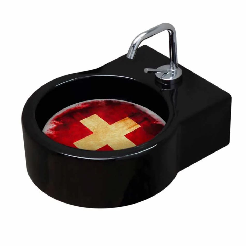 Free-standing black ceramic washbasin / suspension made in Italy Tor Viadurini