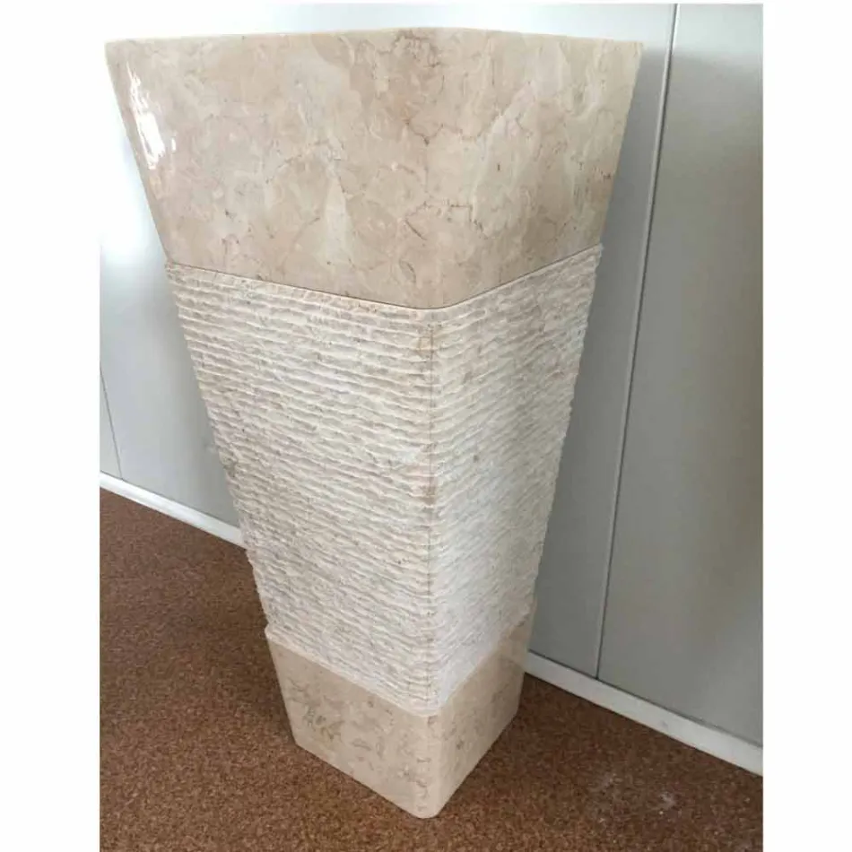 Washbasin in natural stone with column Robin, white single piece Viadurini