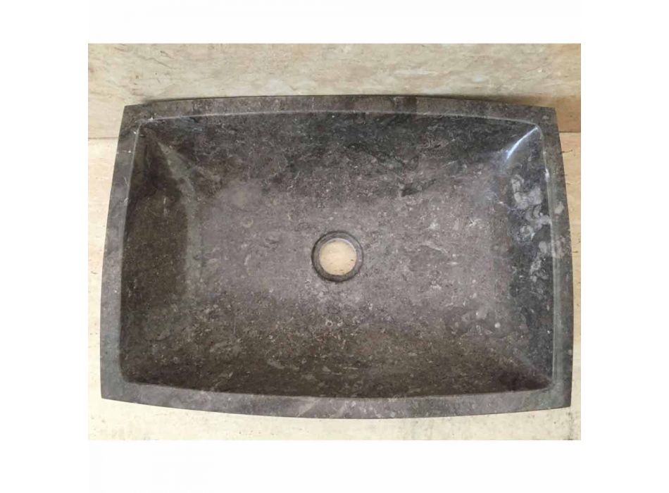 Jero dark gray countertop natural stone washbasin, design Viadurini