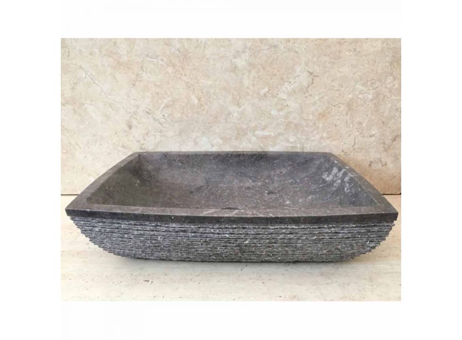 Jero dark gray countertop natural stone washbasin, design Viadurini