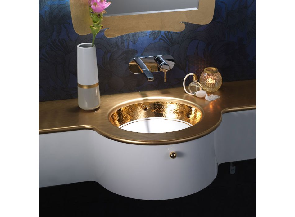 Built-in sink in Fire Clay with band in different finishes Made in Italy - Erioli Viadurini