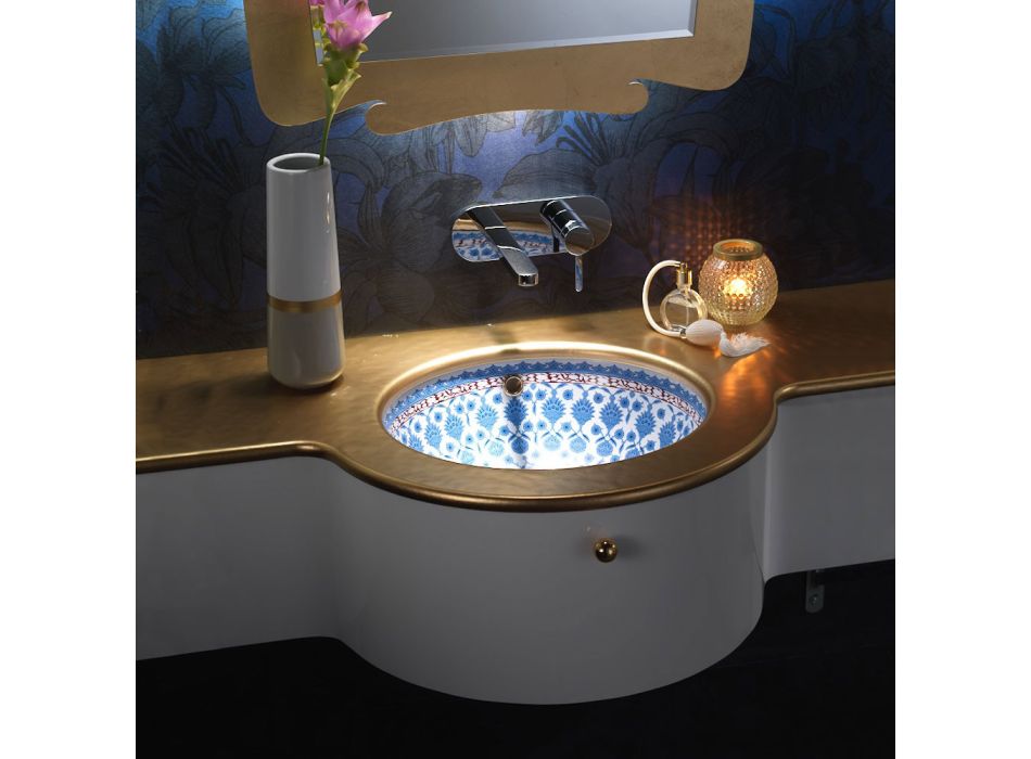 Built-in sink in Fire Clay with Marrakesh decoration Made in Italy - Erioli Viadurini