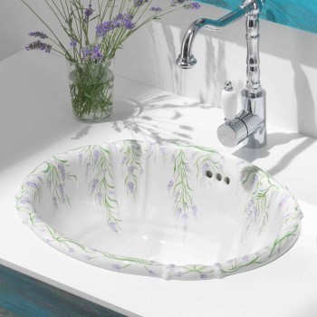 Recessed washbasin in classic porcelain handmade in Italy, Santiago