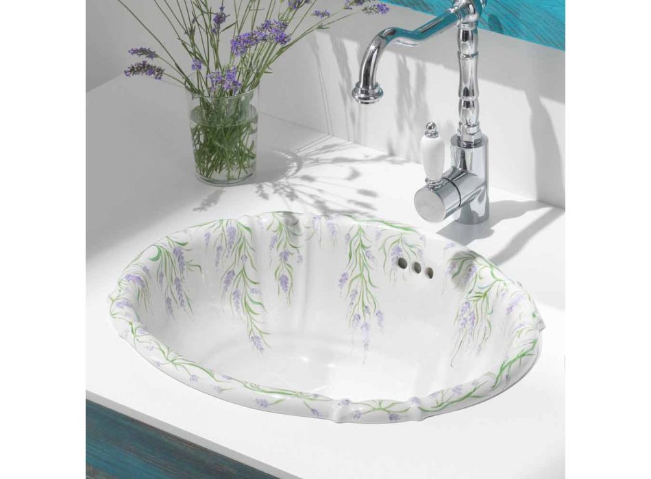 Recessed washbasin in classic porcelain handmade in Italy, Santiago