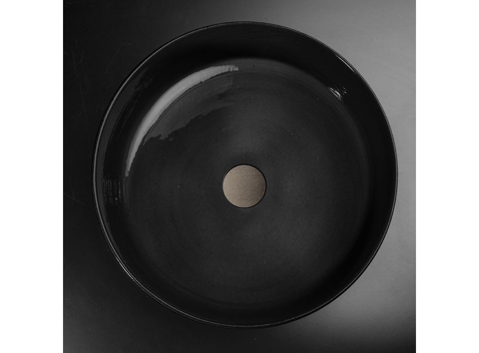 Luxury Black Countertop Washbasin in Colored Clay Made in Italy - Tatiana Viadurini