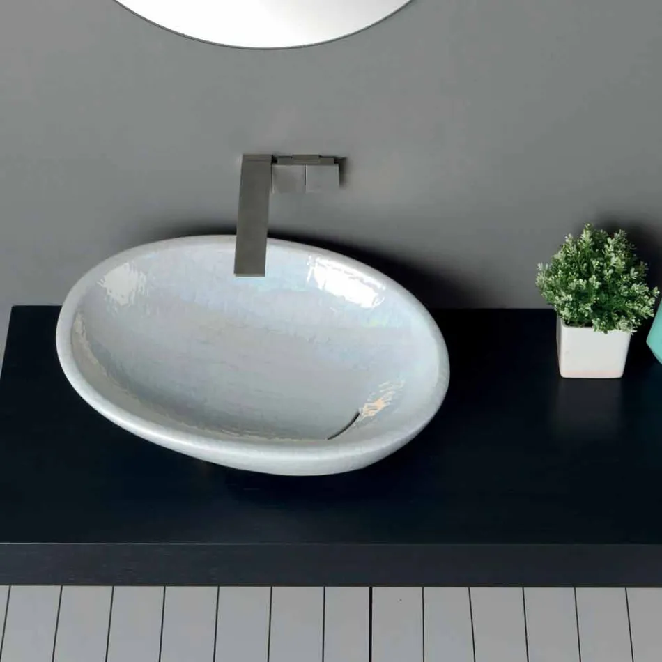 Countertop mother-of-pearl washbasin with modern design made in Italy Glossy Viadurini