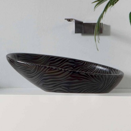 Modern countertop ceramic washbasin with silver-colored ceramic made in Italy Glossy Viadurini