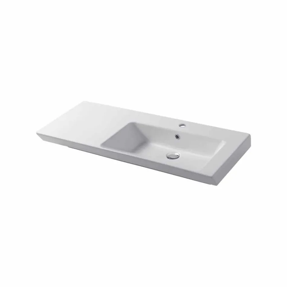 Modern Right Countertop Recessed Basin in Ceramic Maida Viadurini