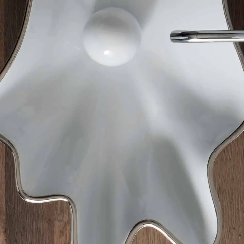 Modern countertop washbasin in white ceramic made in Italy Rayan Viadurini