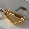 Modern countertop washbasin in gold ceramic made in Italy Sofia