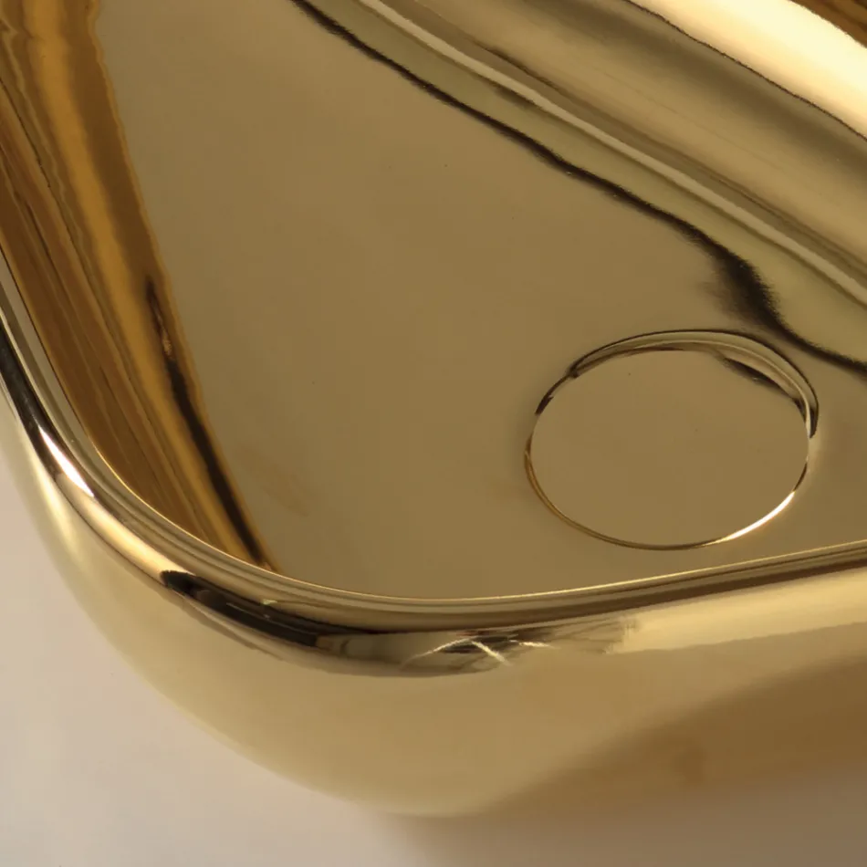 Modern countertop washbasin in gold ceramic made in Italy Sofia Viadurini