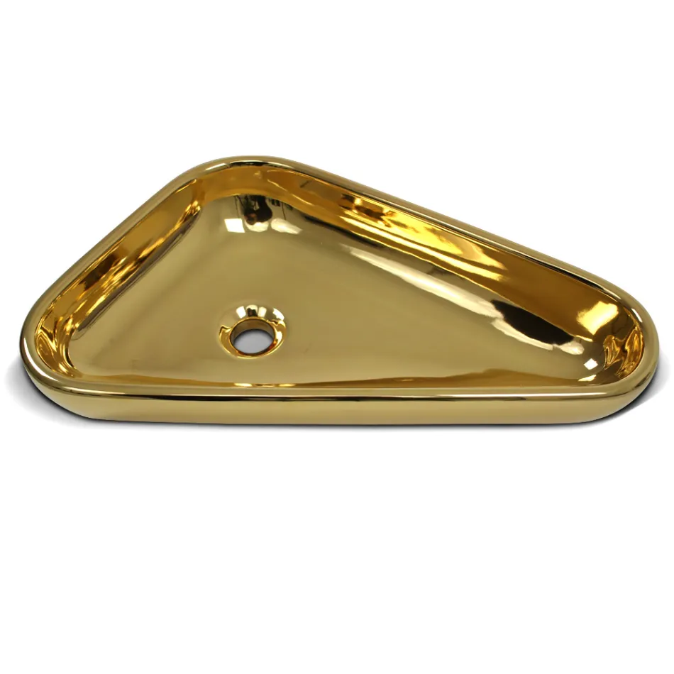 Modern countertop washbasin in gold ceramic made in Italy Sofia Viadurini