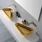 Modern countertop washbasin in gold ceramic made in Italy Sofia Viadurini