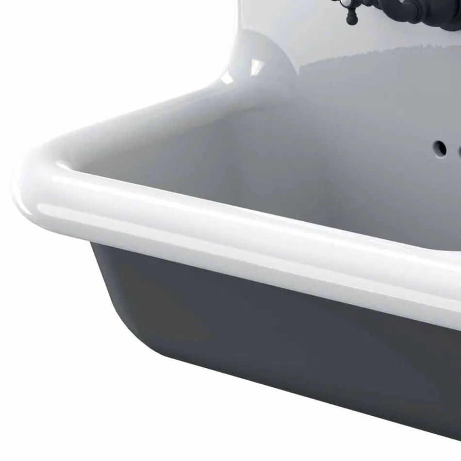 Contemporary wall-mounted double washbasin design ceramic Jack Viadurini