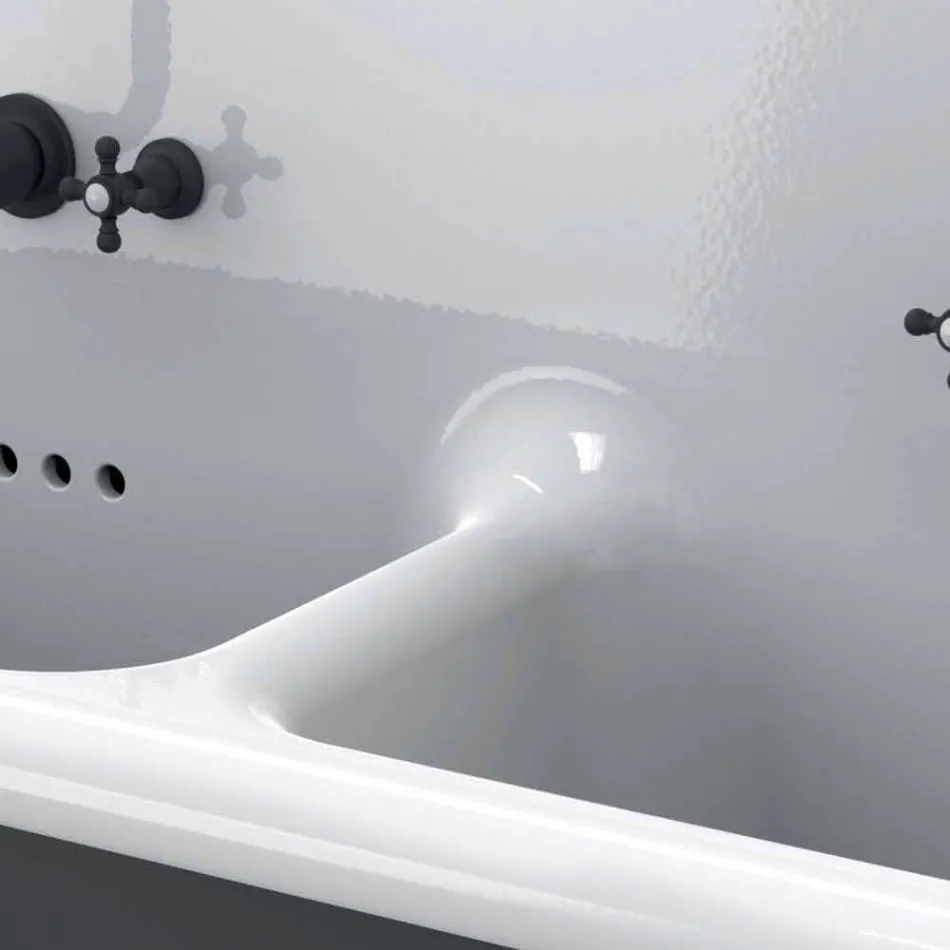 Contemporary wall-mounted double washbasin design ceramic Jack Viadurini