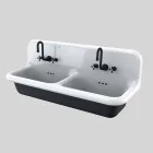 Contemporary wall-mounted double washbasin design ceramic Jack Viadurini