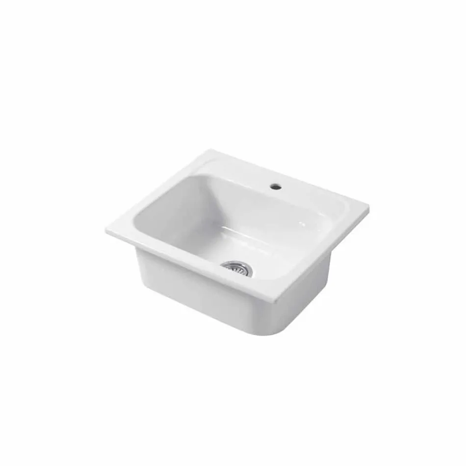 Single-Hole Basin in Colored Ceramic for Support and Recessed Capri Viadurini