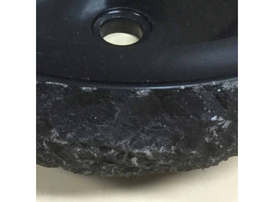 Black designer countertop washbasin in natural Lola stone, handmade Viadurini