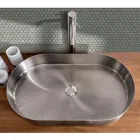 Oval Countertop Washbasin in Stainless Steel in Different Finishes - Anemone Viadurini