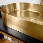 Oval Countertop Washbasin in Stainless Steel in Different Finishes - Anemone Viadurini