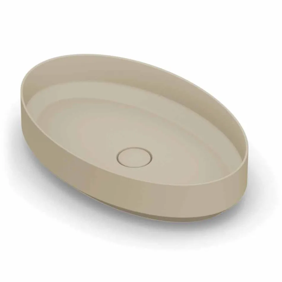 Oval ceramic counter top washbasin made in Italy, Yoel Viadurini