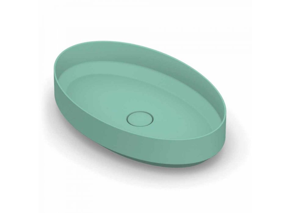 Oval ceramic counter top washbasin made in Italy, Yoel Viadurini