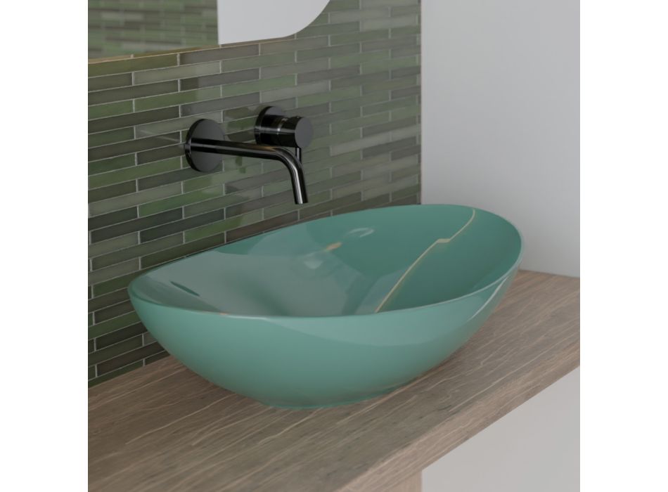 Oval Countertop Ceramic Washbasin L 60 cm Made in Italy - Jumper Viadurini