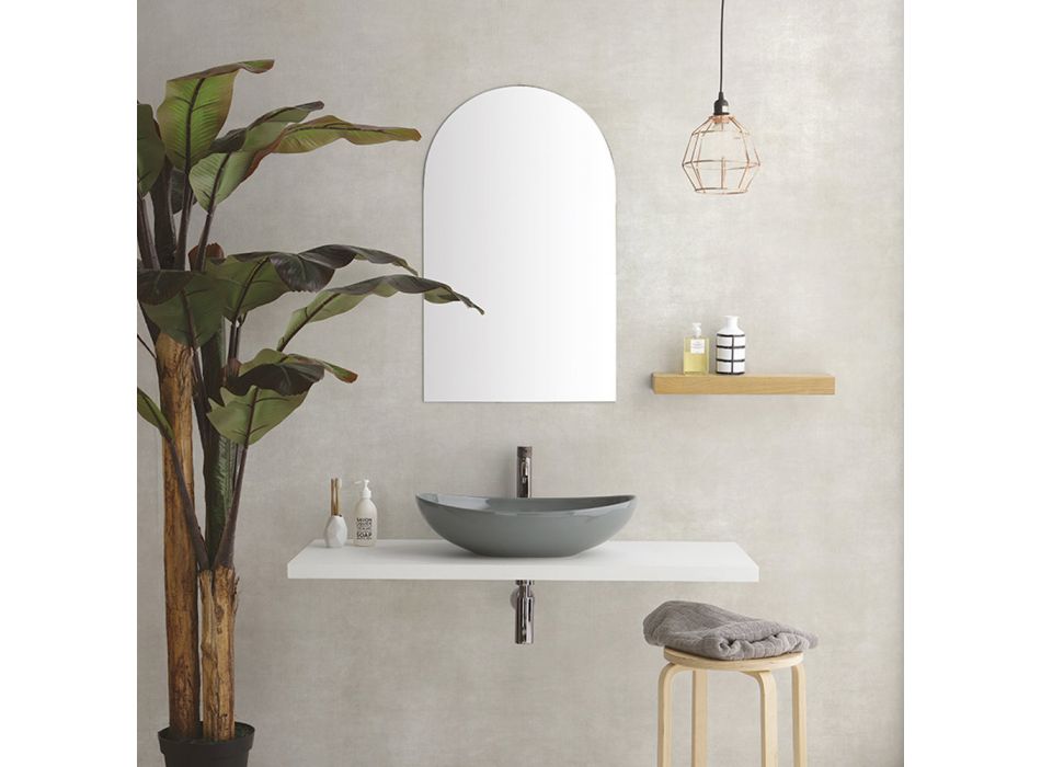 Oval Countertop Washbasin in Glossy Ceramic Made in Italy - Jumper Viadurini