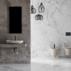 Oval Countertop Washbasin for Bathroom Design in Ceramic Made in Italy - Omarance Viadurini