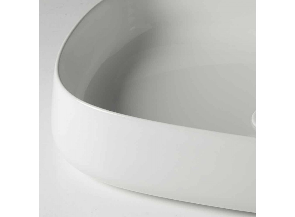 Oval Countertop Washbasin L 60 cm in Modern Ceramic Made in Italy - Cordino Viadurini