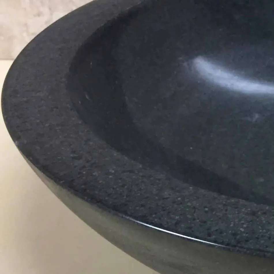 Design countertop washbasin in black Ziva natural stone Viadurini