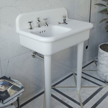 Ceramic Asymmetrical Bathroom Washbasin with Object Rest - Giusy Viadurini