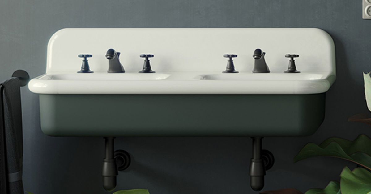 Double Rectangular Ceramic Bathroom Sink