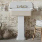Rectangular Ceramic Bathroom Sink with Pedestal - Noah Viadurini