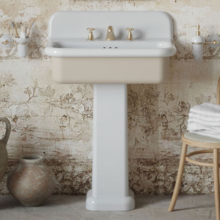Rectangular Ceramic Bathroom Sink with Pedestal - Noah Viadurini