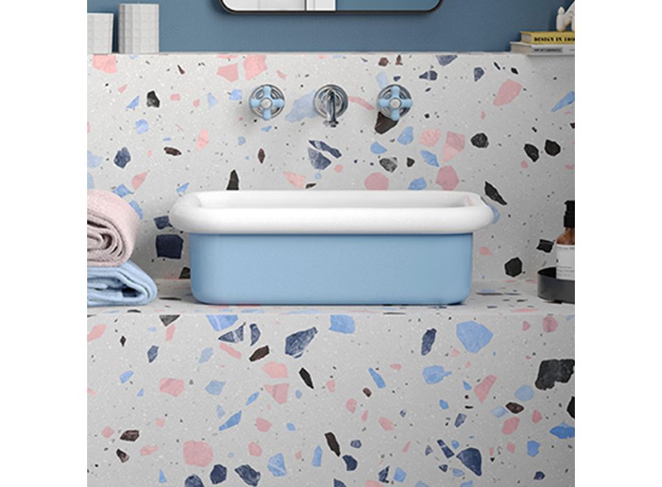 Rectangular Ceramic Countertop Washbasin - Holly Viadurini
