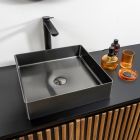 Square countertop washbasin in stainless steel in different finishes - Calendula Viadurini