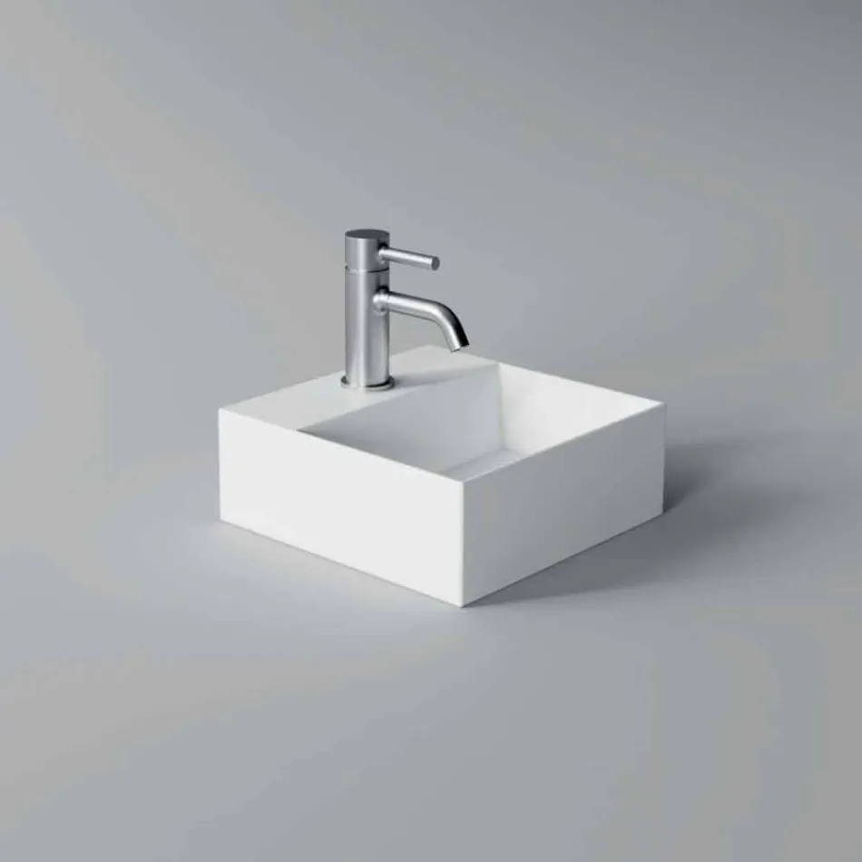 Square or Rectangular Modern Design Ceramic Wash Basin Made in Italy - Act Viadurini