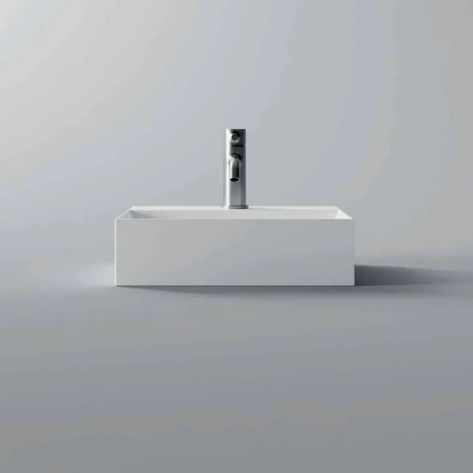 Square or Rectangular Modern Design Ceramic Wash Basin Made in Italy - Act Viadurini