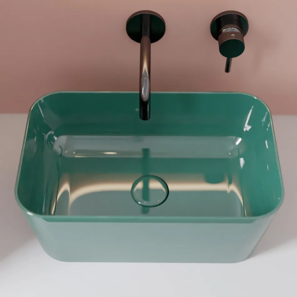 Washbasin Made of Ceramic Available in Different Colors Made in Italy - Basket Viadurini