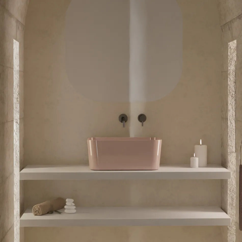 Washbasin Made of Ceramic Available in Different Colors Made in Italy - Basket Viadurini