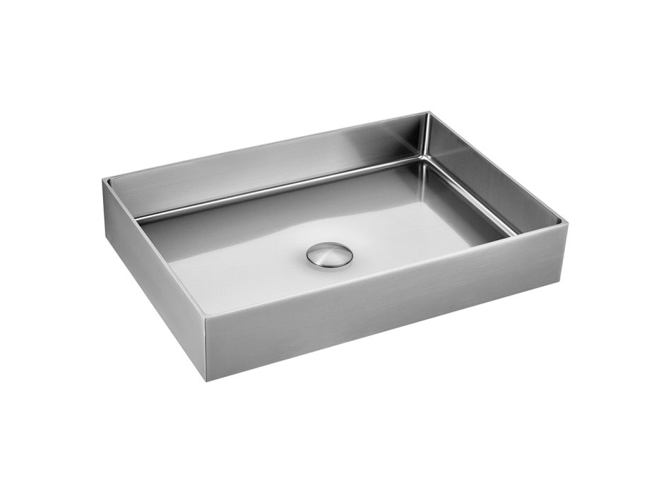 Rectangular Countertop Washbasin in Stainless Steel in Different Finishes - Camellia Viadurini