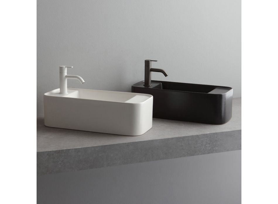 Rectangular Countertop Washbasin in Colored Ceramic Made in Italy - Kino Viadurini